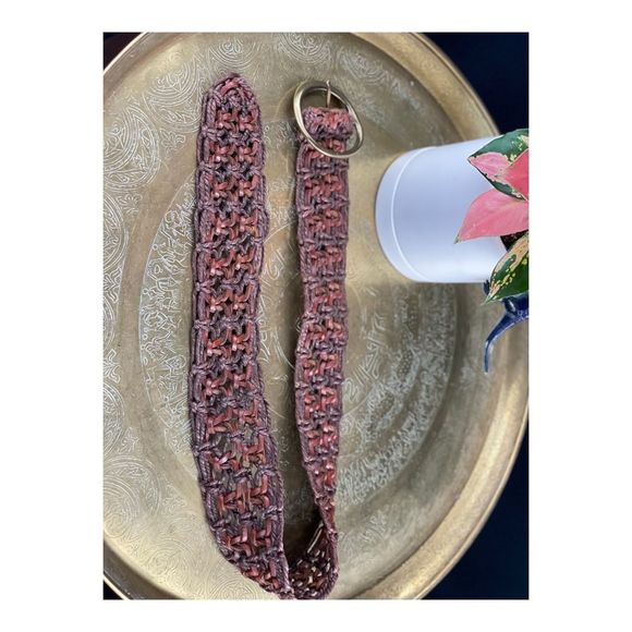 90s Y2K Wide Fisherman’s Belt Leather Twine Braided Large Brass Buckle - Picture 6 of 6